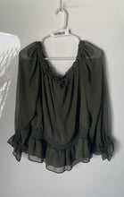 Load image into Gallery viewer, INC International Concepts Womens Green Pullover Off The Shoulder Blouse Top L
