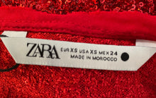 Load image into Gallery viewer, Zara Womens Red Sequin Spaghetti Strap Midi A-Line Dress Size XS With Tag
