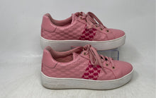 Load image into Gallery viewer, Michael Kors Womens Pink Poppy Logo Embossed Stripe Sneaker Shoes Size 6.5M
