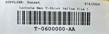 Load image into Gallery viewer, Lacoste Mens Yellow Cotton Short Sleeve V-Neck Loungewear T-Shirt Size Large
