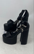 Load image into Gallery viewer, Lamoda Womens Black Leather Block Heel Platform Ankle Strap Sandals Size 3
