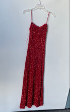 Load image into Gallery viewer, Zara Womens Red Sequin Spaghetti Strap Midi A-Line Dress Size XS With Tag
