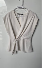 Load image into Gallery viewer, Zara Womens White Cap Sleeve Side Twisted Knot Faux Wrap Blouse Top Size M
