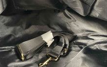 Load image into Gallery viewer, Versace Fragrances Womens Black Bottom Studs Double Strap Tote Handbag Stained
