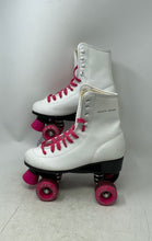 Load image into Gallery viewer, Skate Gear Womens White Pink Wheels Leather Lace-Up Roller Skates Size 6
