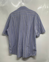 Load image into Gallery viewer, Lacoste Mens Blue Striped Short Sleeve Spread Collar Button-Up Shirt Size 44
