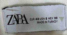 Load image into Gallery viewer, Zara Womens White Patchwork Light Wash Stretch Straight Leg Pants Size 8
