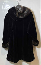 Load image into Gallery viewer, Gallery Womens Black Brown Long Sleeve Hooded Winter Overcoat Size XL
