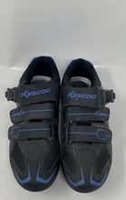 Load image into Gallery viewer, Kescoo Womens Black Blue Round Toe Hook &amp; Loop Cycling Shoes Size 37
