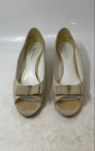 Load image into Gallery viewer, Etienne Aigner Womens Beige Peep Toe Slip-On Wedge Pump Heels Size 10M
