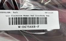 Load image into Gallery viewer, Liz Claiborne Womens Brown Red Pebbled Leather Zip Top Lined Crossbody Bag
