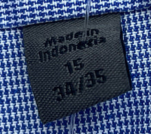 Load image into Gallery viewer, Calvin Klein Mens Blue Printed Slim Fit Non-Iron Dress Shirt Size 15 34/35
