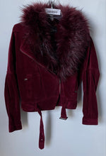 Load image into Gallery viewer, Coalition LA Womens Burgundy Long Sleeve Belted Motorcycle Jacket Size Medium
