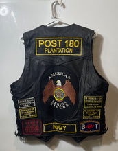 Load image into Gallery viewer, Mens Black Genuine Leather Sleeveless Side Lace-Up Button Front Biker Vest Sz M

