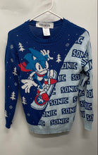 Load image into Gallery viewer, Sega Boys Blue Long Sleeve Sonic The Hedgehog Pullover Sweater Size Medium
