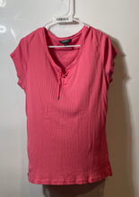 Load image into Gallery viewer, Lauren Ralph Lauren Womens Pink Cotton Short Sleeve Ribbed Lace-Up T-Shirt Sz XL

