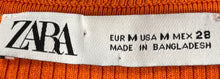 Load image into Gallery viewer, Zara Womens Orange Ribbed Knit Long Sleeve Crew Neck Pullover Blouse Top Size M
