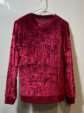 Load image into Gallery viewer, Zara Womens Red Velvet Long Sleeve Crew Neck Pullover Sweatshirt Size S

