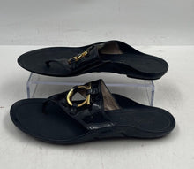 Load image into Gallery viewer, Authentic Salvatore Ferragamo Womens Black Patent Leather Slide Sandals Size 6 B
