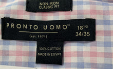 Load image into Gallery viewer, Pronto Uomo Mens Light Blue Pink Gingham Classic Fit Dress Shirt 34/35 With Tags
