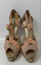 Load image into Gallery viewer, Brian Atwood Womens 140mm Pink Beige Cutout Studded High Platform Heels Size 36
