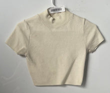 Load image into Gallery viewer, Zara Womens White Short Sleeve Mock Neck Pullover Cropped Blouse Top Size S
