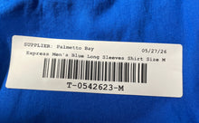 Load image into Gallery viewer, Express Mens 1MX Blue Long Sleeve Spread Collar Fitted Dress Shirt Size M
