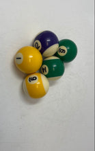 Load image into Gallery viewer, Billiard Pool Ball 5 Pcs Mixed Replacement Solid Stripe Yellow Green Purple
