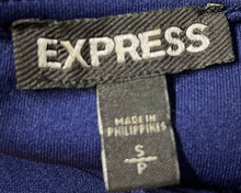 Load image into Gallery viewer, Express Womens Blue Short Sleeve Round Neck Back-Zip Cropped Blouse Top Size S
