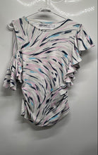 Load image into Gallery viewer, Bimba Y Lola Womens Multicolor Printed Ruffle Short Sleeve Blouse Top Size M
