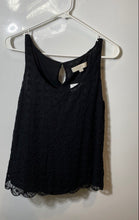 Load image into Gallery viewer, Ann Taylor Loft Womens Black Floral Lace Embroidered Scalloped Hem Tank Top XS

