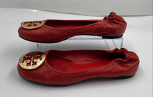Load image into Gallery viewer, Authentic Tory Burch Womens Reva Red Leather Ballet Flats Size 5M Damaged
