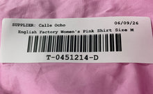 Load image into Gallery viewer, English Factory Womens Pink Cotton Long Sleeve Button-Up Shirt Size M
