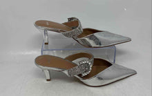 Load image into Gallery viewer, Mango MNG Womens Silver Leather Rhinestone Pointed Toe Mule Heels Size 38
