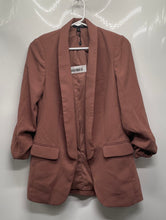 Load image into Gallery viewer, Express Womens Brown Long Sleeve Notch Collar Open Front Blazer Size XS
