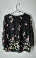 Load image into Gallery viewer, Charter Club Womens Black Floral Lace Embroidered Long Sleeve Blouse Top Size L
