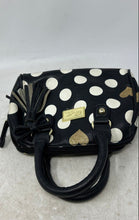 Load image into Gallery viewer, Betsey Johnson Womens Black White Golden Tone Polka Dot Mini Satchel Purse

