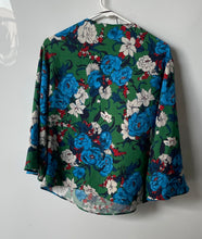 Load image into Gallery viewer, Zara Basic Womens Multicolor Floral Bell Sleeve Blouse Top Size Small
