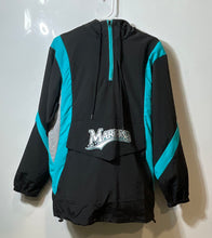 Load image into Gallery viewer, Unbranded Mens Black Aqua Florida Marlins Hooded Windbreaker Jacket Size Small
