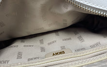 Load image into Gallery viewer, DKNY Womens Tutu Beige White Monogram Adjustable Strap Double Zip Crossbody Bag
