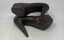 Load image into Gallery viewer, Max Studio Womens Randy Brown Leather Peep Toe Slip-On Platform Heels Size 7M
