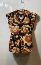 Load image into Gallery viewer, Express Womens Multicolor Floral Flutter Sleeve Button Front Blouse Top Size S

