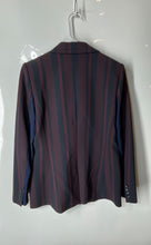 Load image into Gallery viewer, BCBGMAXAZRIA Womens Red Black Striped Long Sleeve One-Button Blazer Size Small
