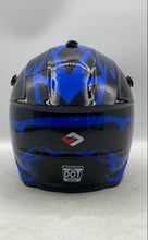 Load image into Gallery viewer, MXJ-Gear Unisex Black And Blue Motorcycle Helmet Size L With Goggles
