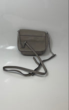 Load image into Gallery viewer, Michael Kors Womens Gray Leather Adjustable Strap Flap Small Crossbody Bag
