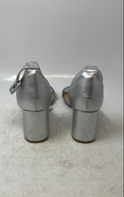 Load image into Gallery viewer, CL By Laundry Womens Silver Color Leather Low Block Ankle Strap Heels Size 8.5
