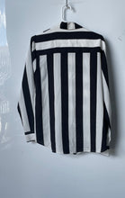 Load image into Gallery viewer, DKNY Womens Black White Striped Long Sleeve Regular Fit Button-Up Shirt Size M
