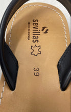 Load image into Gallery viewer, Sevillas Womens Black Leather Peep Toe Slip-On Slingback Sandals Size EU 39
