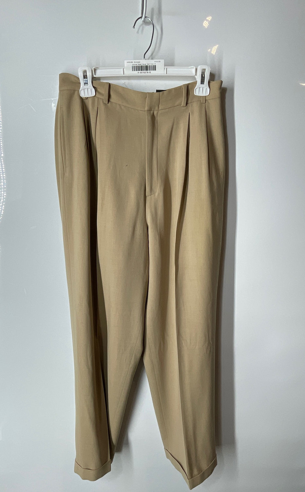 Limited America Womens Beige Pleated Front High-Rise Wide-Leg Dress Pants Sz 12