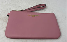 Load image into Gallery viewer, Karl Lagerfeld Womens Pink Leather Zipper Mini Travel Wristlet Wallet

